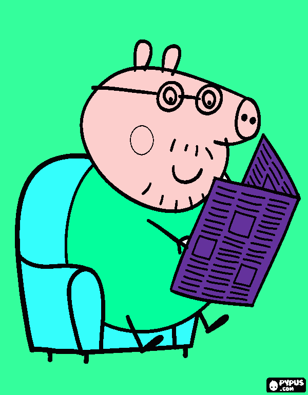 papà pig da colorare