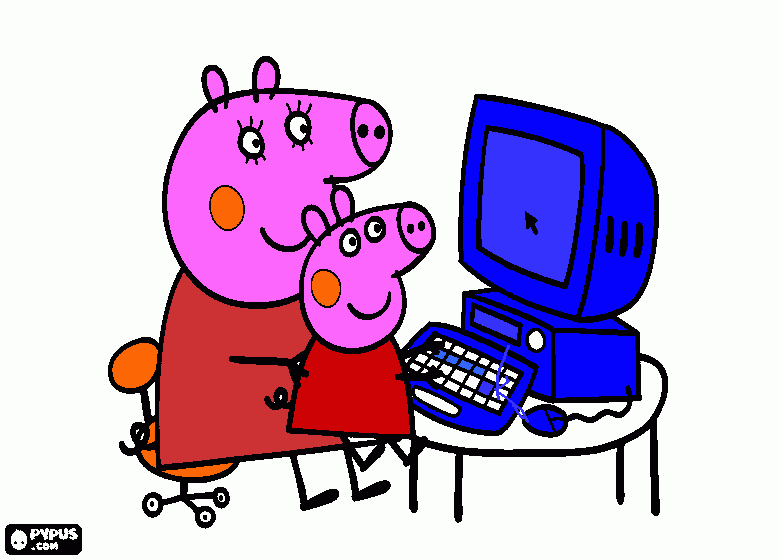 peppa pig al computer da colorare