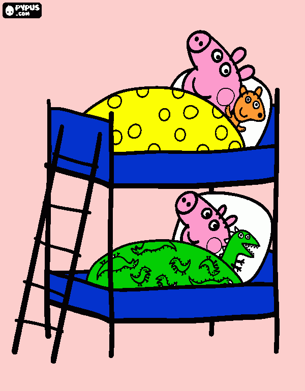 peppe pig e giorg che dormono da colorare