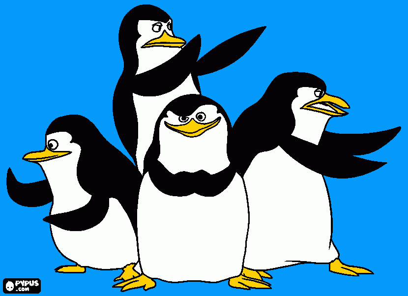 pinguini madagascar da colorare