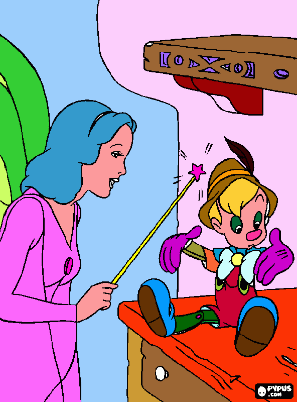 pinocchio e la fatina da colorare