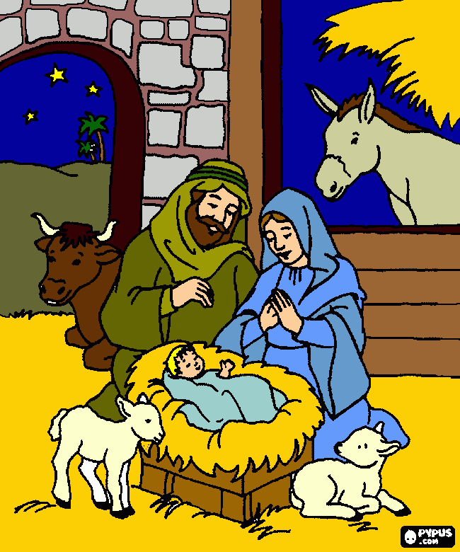 presepe colorato  da colorare