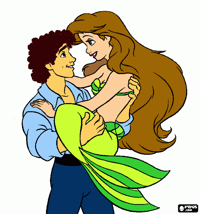 principe e sirena da colorare