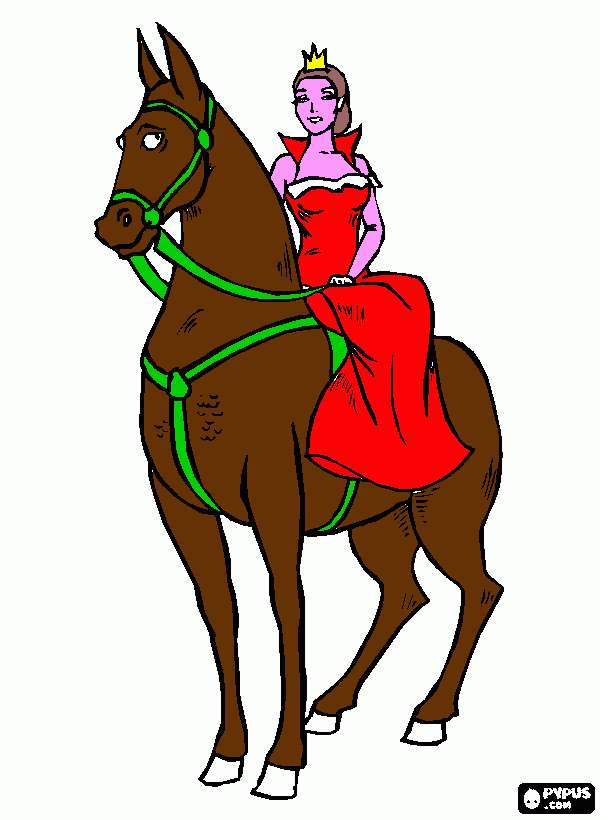 principessa con il suo cavallo da colorare