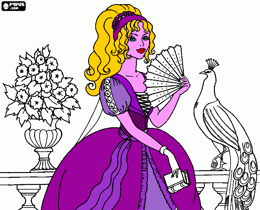 principessa grande viola da colorare