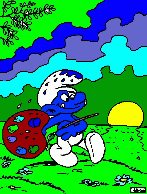 puffo pittore da colorare