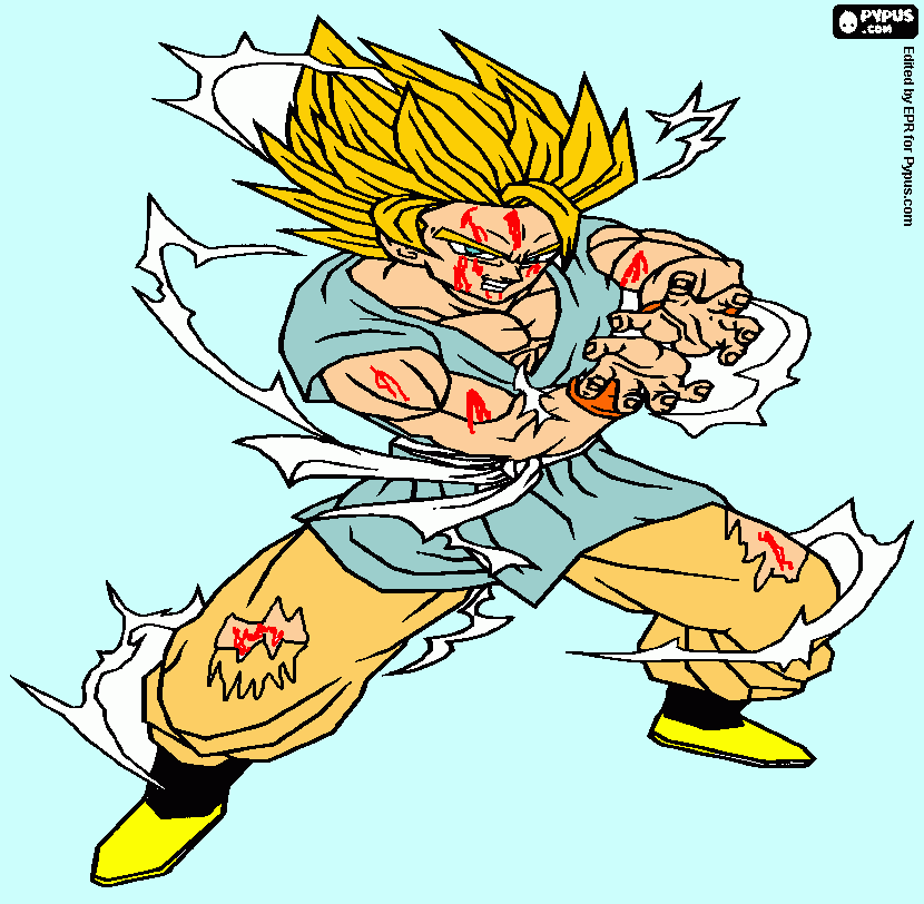 Questo è Goku di dragonball gt, nonostante che si vedono da suoi vestiti da colorare