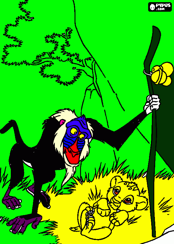 rafiki osserva simba        da colorare