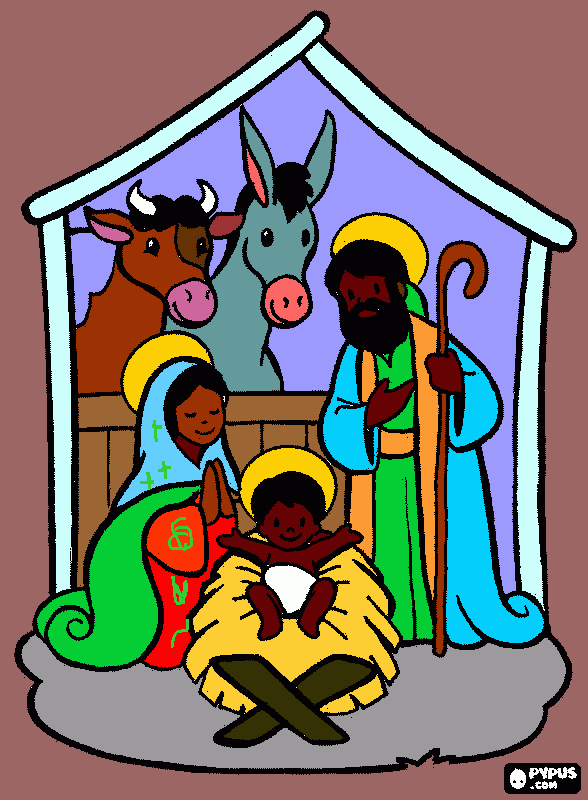 Sacra Famiglia Africana da colorare