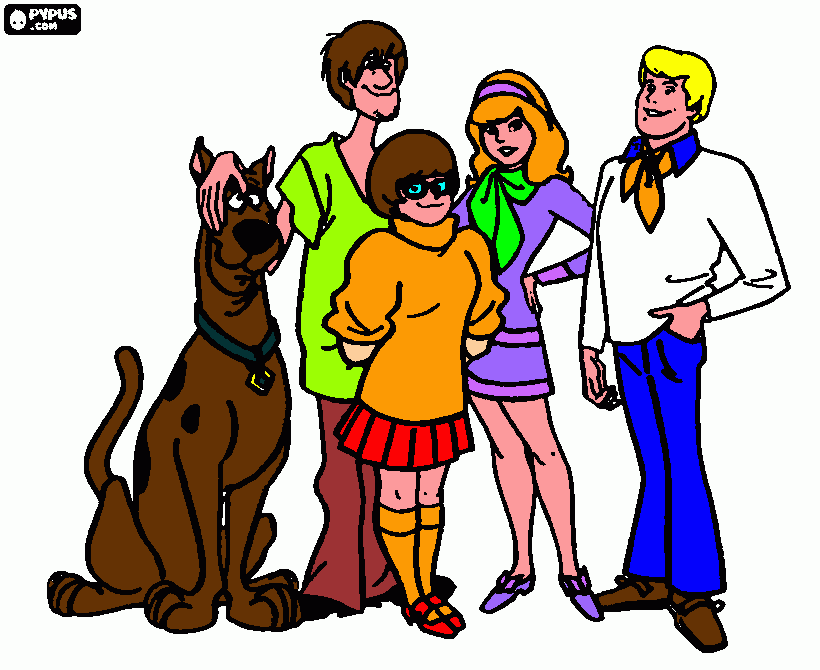 Scooby e Shaggy e Velma e Dafne e Fred da colorare