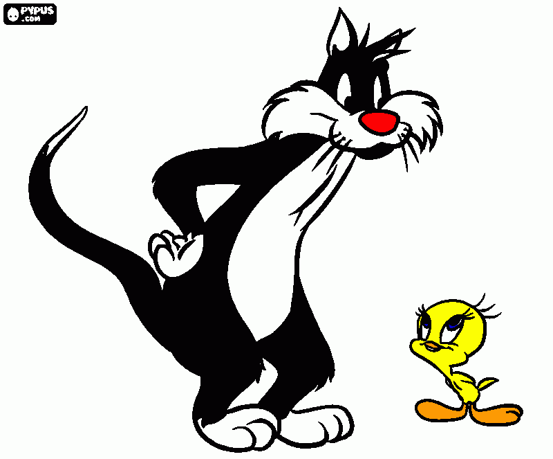 silvester e tweety da colorare