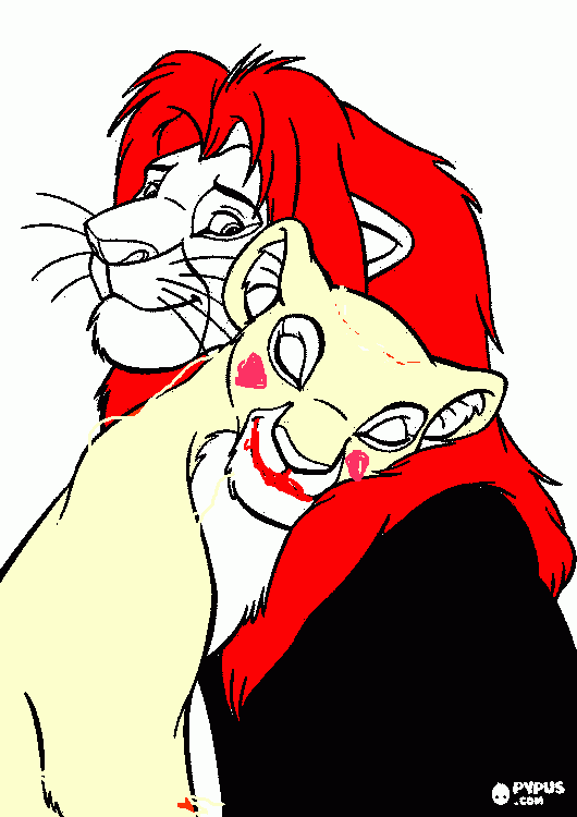 simba e nala i 2 sposi da colorare