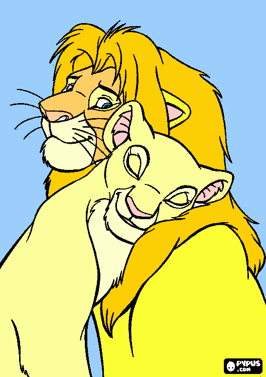 simba e nala da colorare