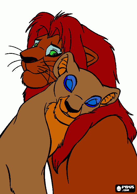 simba e nana da colorare