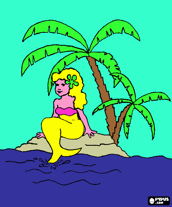 sirena del mare da colorare
