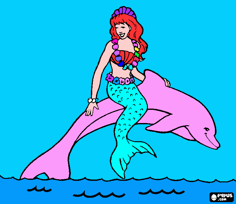 sirena e delfino da colorare