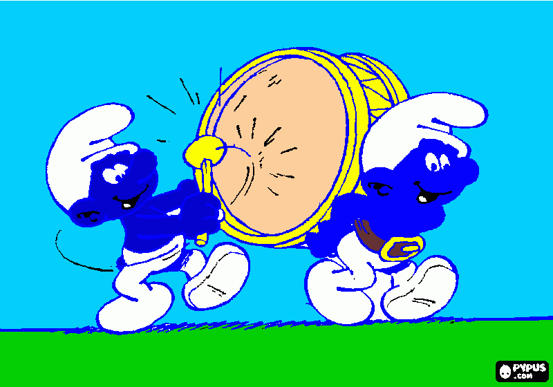 Smurf che suonano con il tamburo da colorare