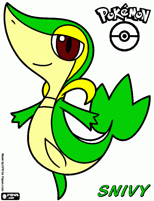 snivy pokemon erba da colorare