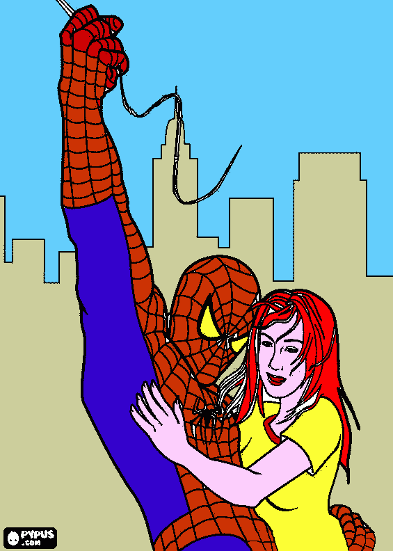 Spiderman e Mary Jane da colorare