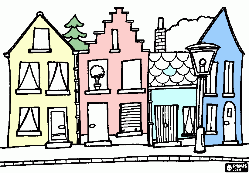 strada con casette da colorare
