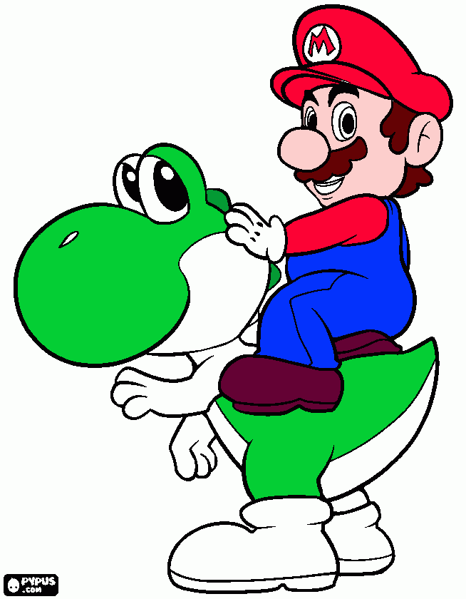 super mario su ioshi da colorare