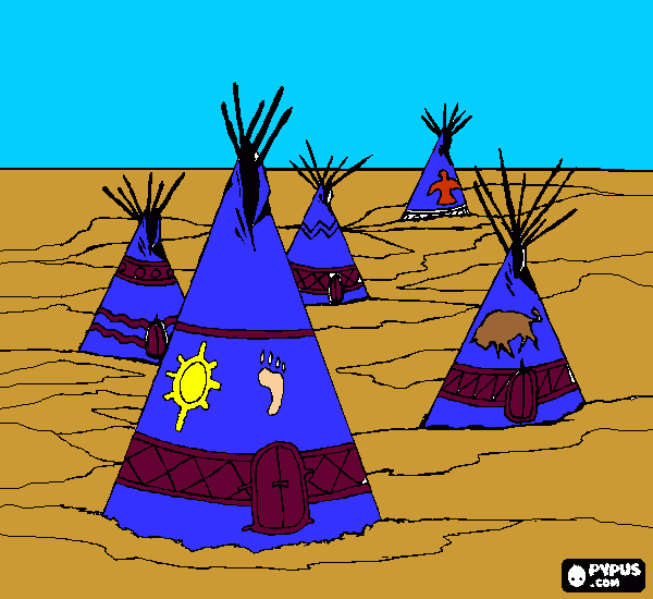 tenda degli indiani da colorare