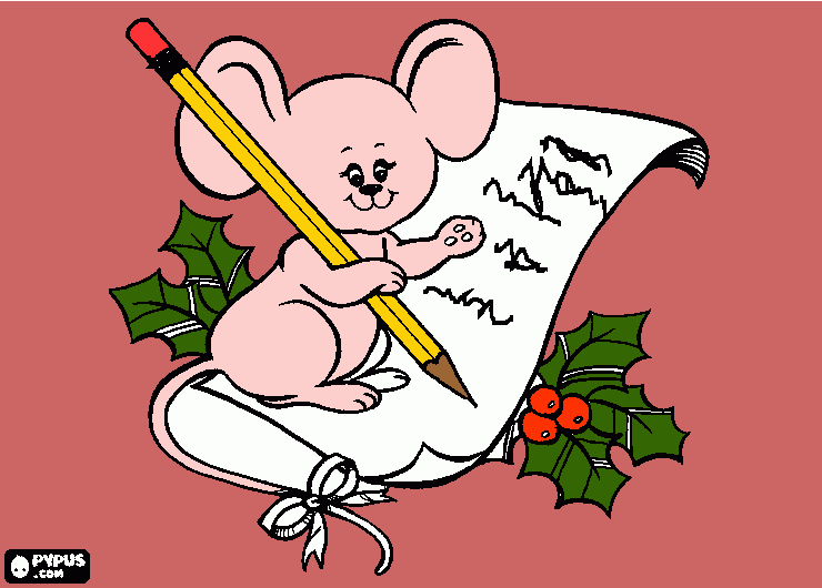 topino e lettera babbo natale da colorare