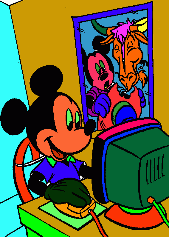TOPOLINO AL COMPUTER da colorare