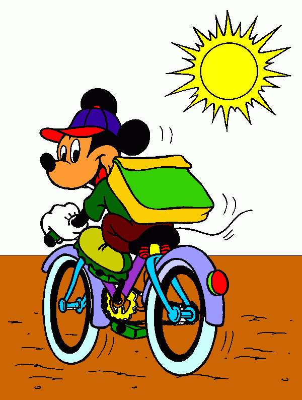topolino in bici da colorare