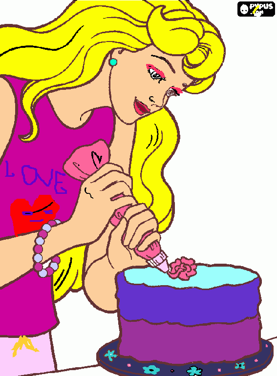 TORTA DI BARBIE da colorare