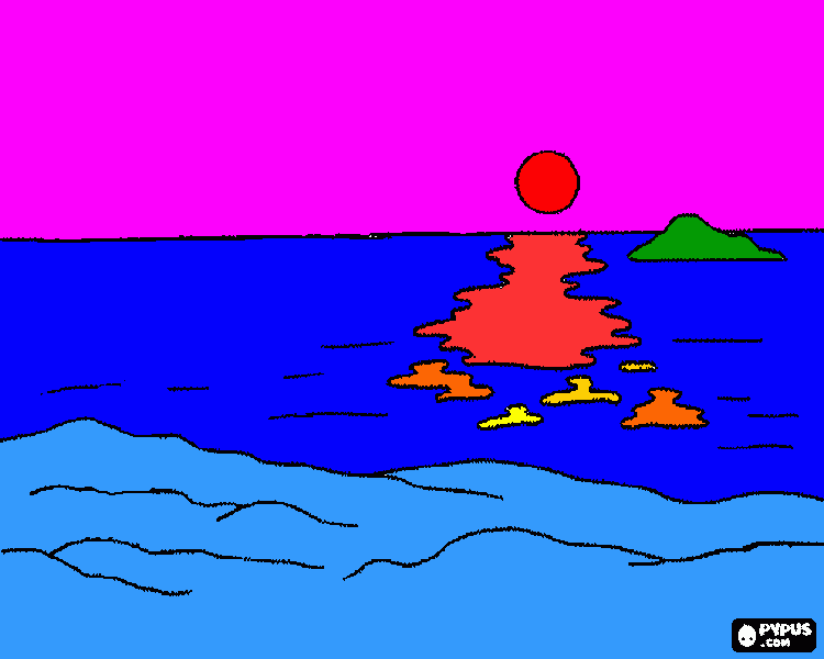 tramonto sole da colorare