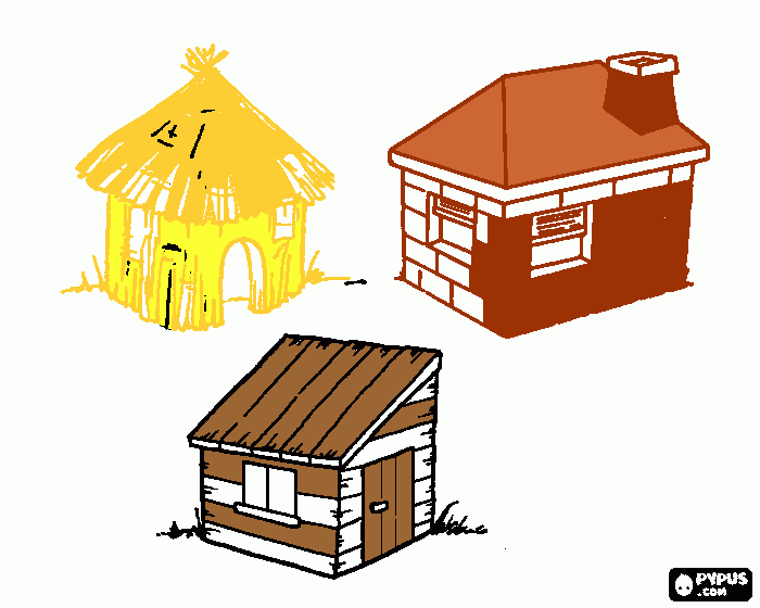 tre case dei porcellini da colorare