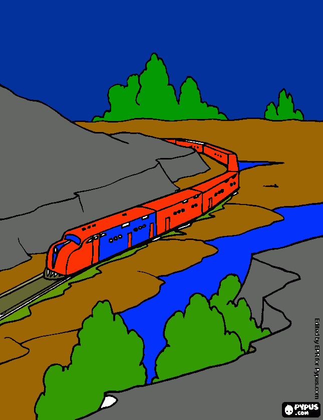 treno con panorama da colorare