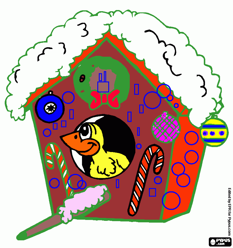 uccellino casetta natale da colorare