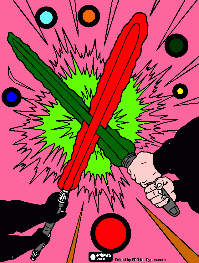 Ultima battaglia di Luke e darth vader da colorare