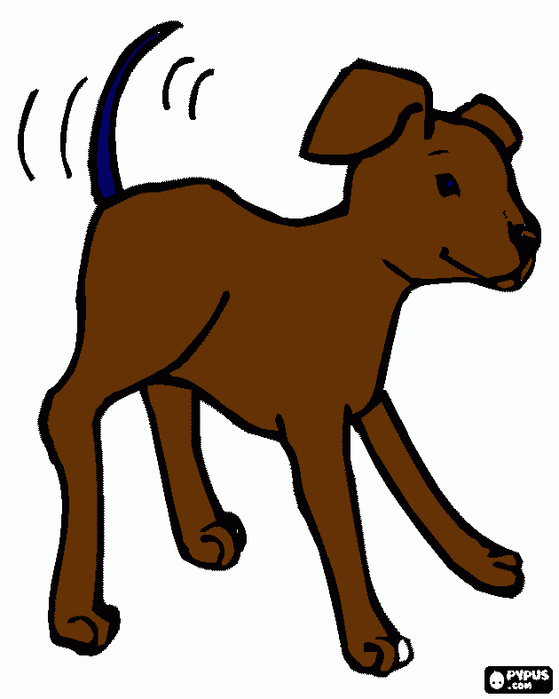 un cane che scodinzola da colorare