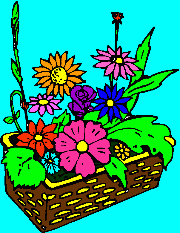 un cestino di fiori da colorare