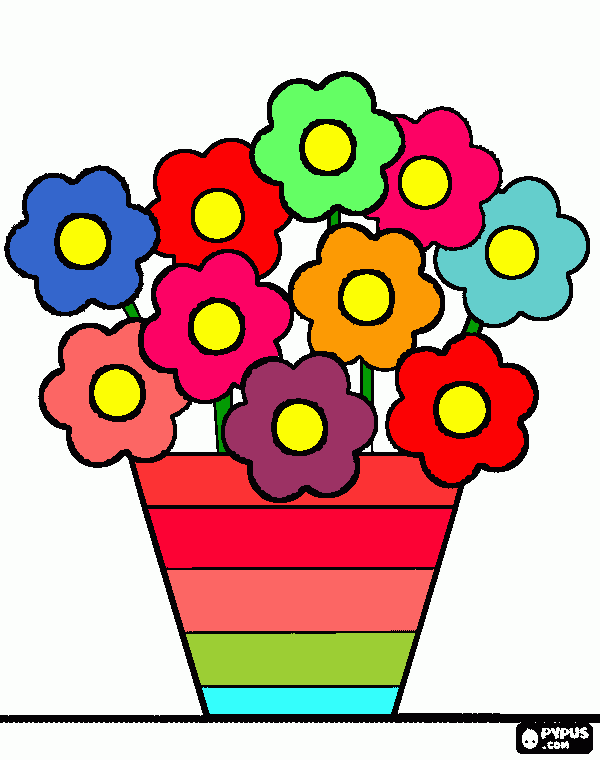 vaso di fiori da colorare