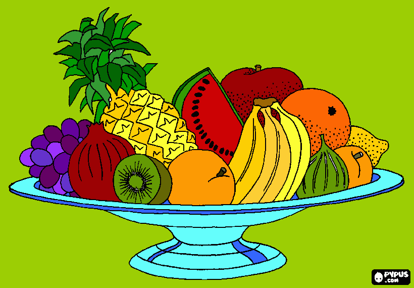 Vaso di frutta da colorare