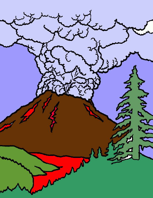 vulcano da colorare
