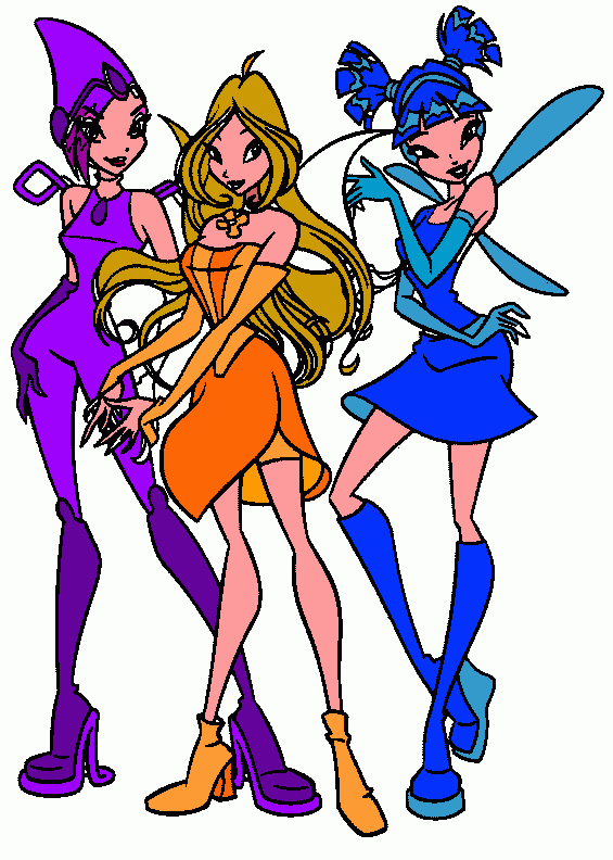 winx: tecna , flora , musa da colorare