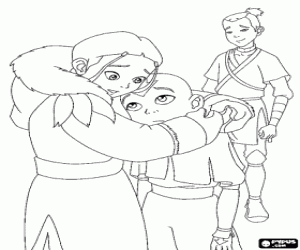 Colora Aang, Katara e Sokka