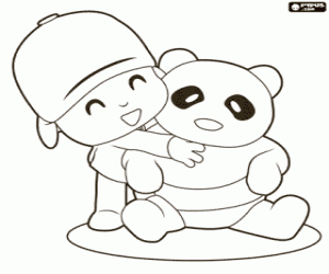 Colora Abbraccio di Pocoyo e un orso panda