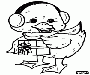 Colora Un anatroccolo su un freddo Natale