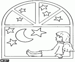 Colora Un angelo di Natale nella finestra