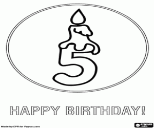 Colora Auguri con una candela e numero cinque