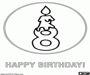 Colora Auguri di numero otto con candela accesa