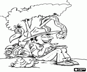 Colora Un avventuriero e gli animali