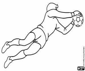 Colora Un'azione di un portiere di calcio