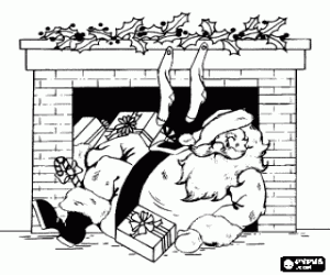 Colora Babbo Natale davanti al camino